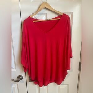 Sympli Vibrant Red V-Neck Tunic